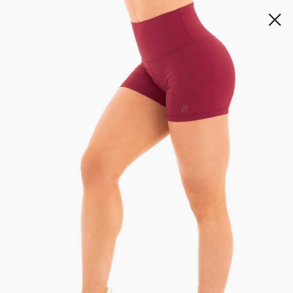 Ryderwear NKD Naked High Waisted Workout Shorts, Size Small, Berry Red.